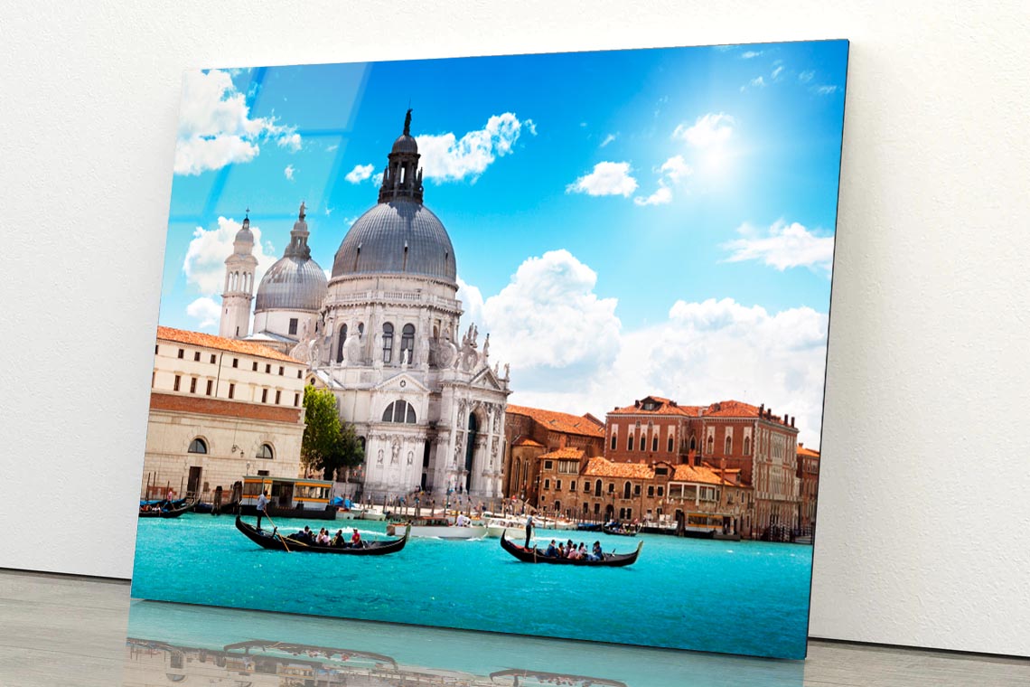 Grand Canal and Basilica Santa Maria Della Salute, Venice, Italy Acrylic Glass Print Tempered Glass Wall Art 100% Made in Australia Ready to Hang