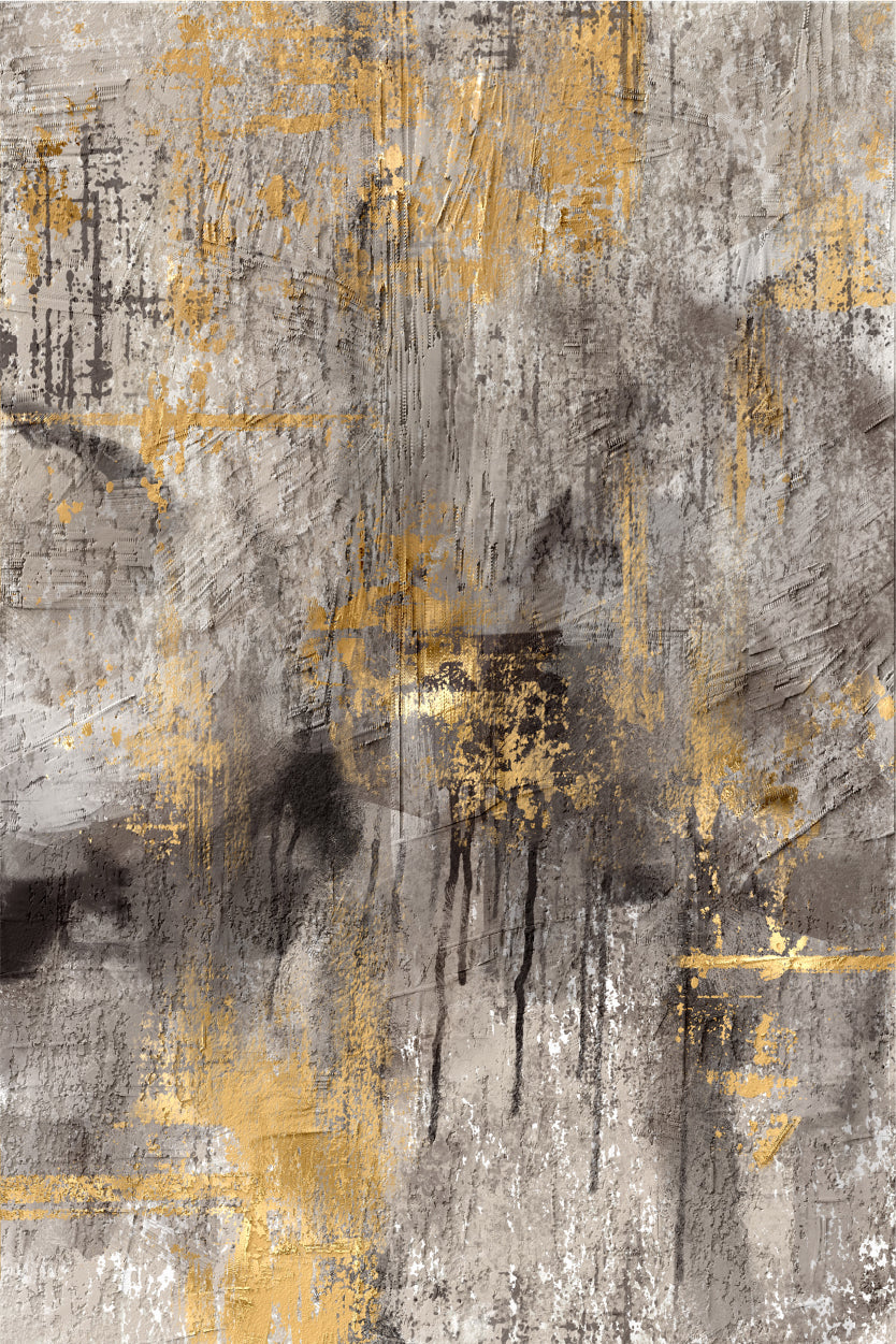Modern Gold Gray Textured Abstract 40x60cm Metal Print Ready to Hang