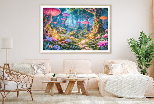 A Colorful Garden with Various Plants and Rocks Home Decor Premium Quality Poster Print Choose Your Sizes