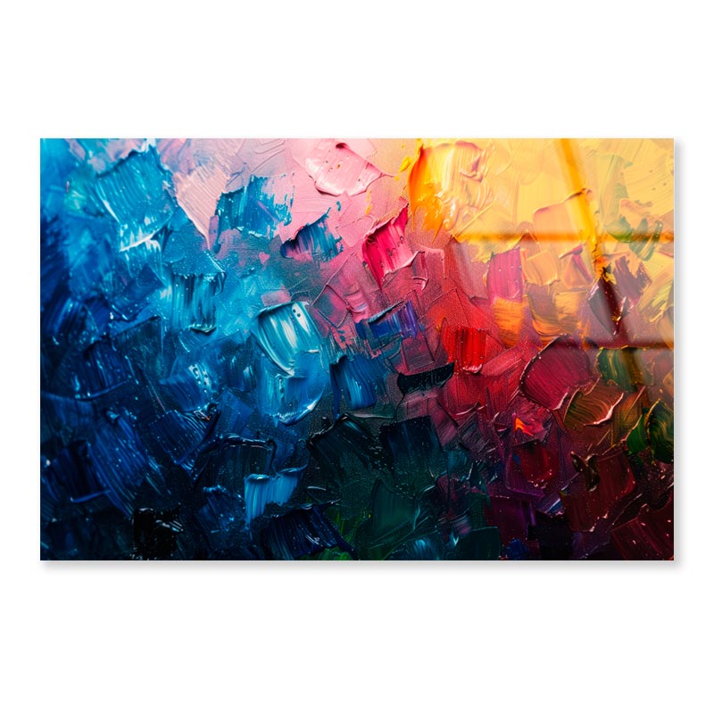 Colorful Abstract Oil Painting  Acrylic Glass Print Tempered Glass Wall Art 100% Made in Australia Ready to Hang