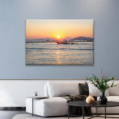 Fishing Boat Ocean Sunset Wall Art Decor 100% Australian Made