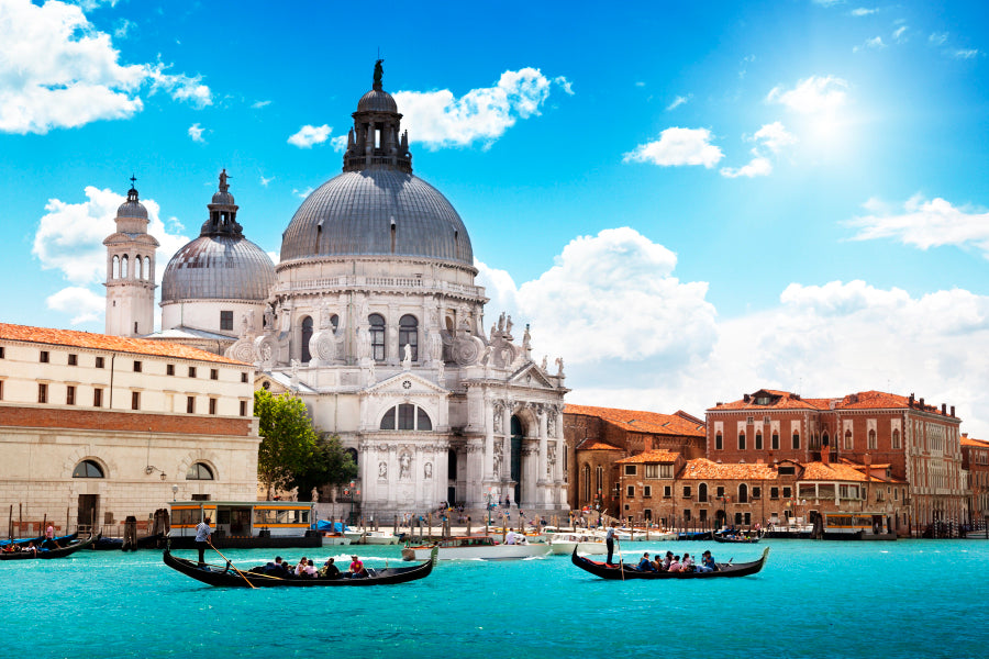 Grand Canal and Basilica Santa Maria Della Salute, Venice, Italy Acrylic Glass Print Tempered Glass Wall Art 100% Made in Australia Ready to Hang