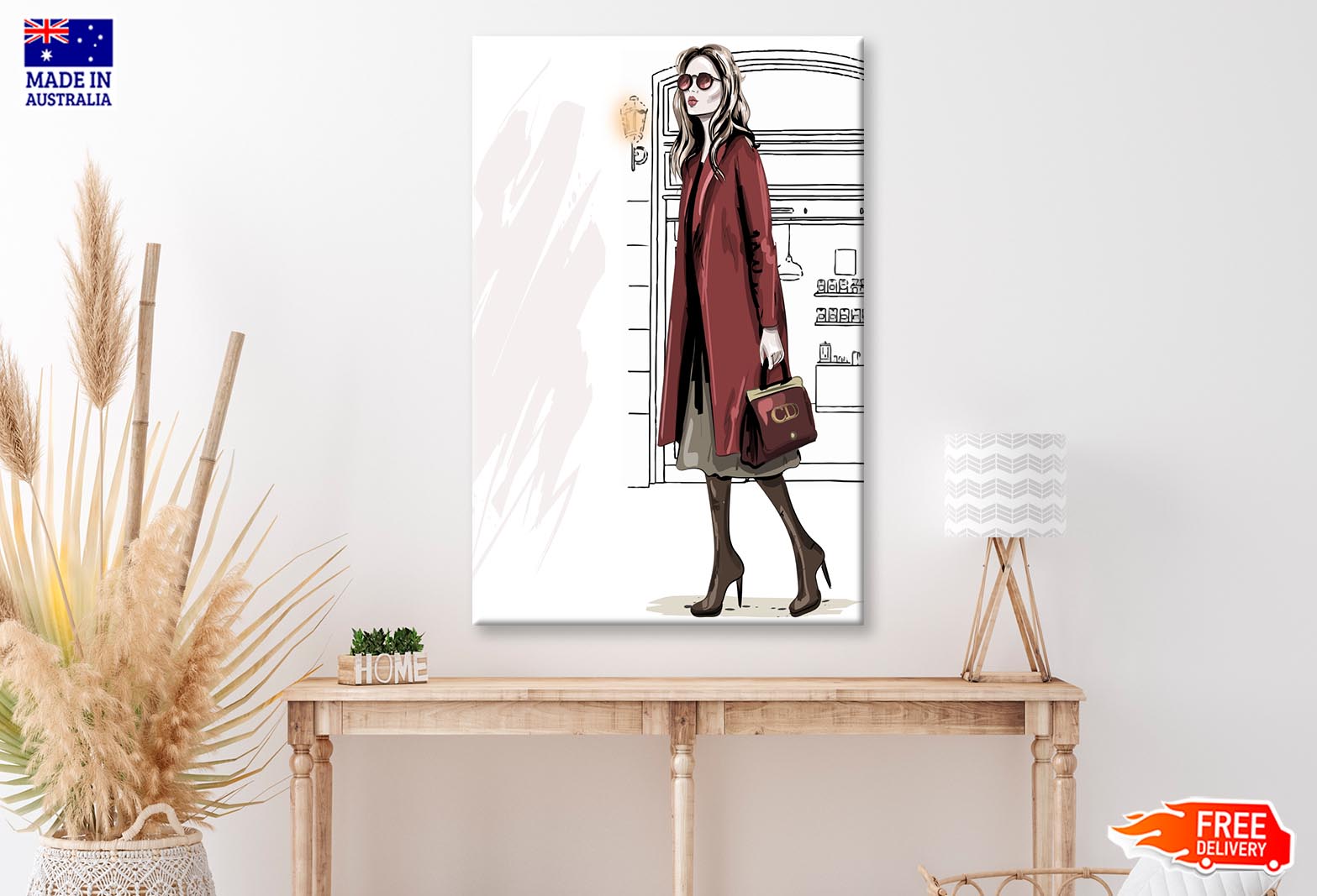 Modern Girl with Her Red Coat Wall Art Limited Edition High Quality Print