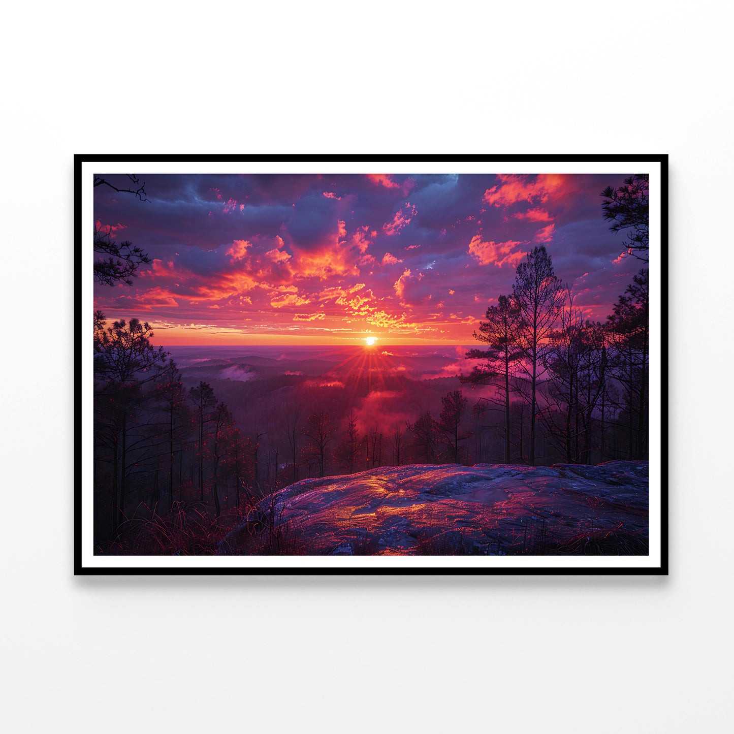 Sunset in the Mountains, Trees Home Decor Premium Quality Poster Print Choose Your Sizes