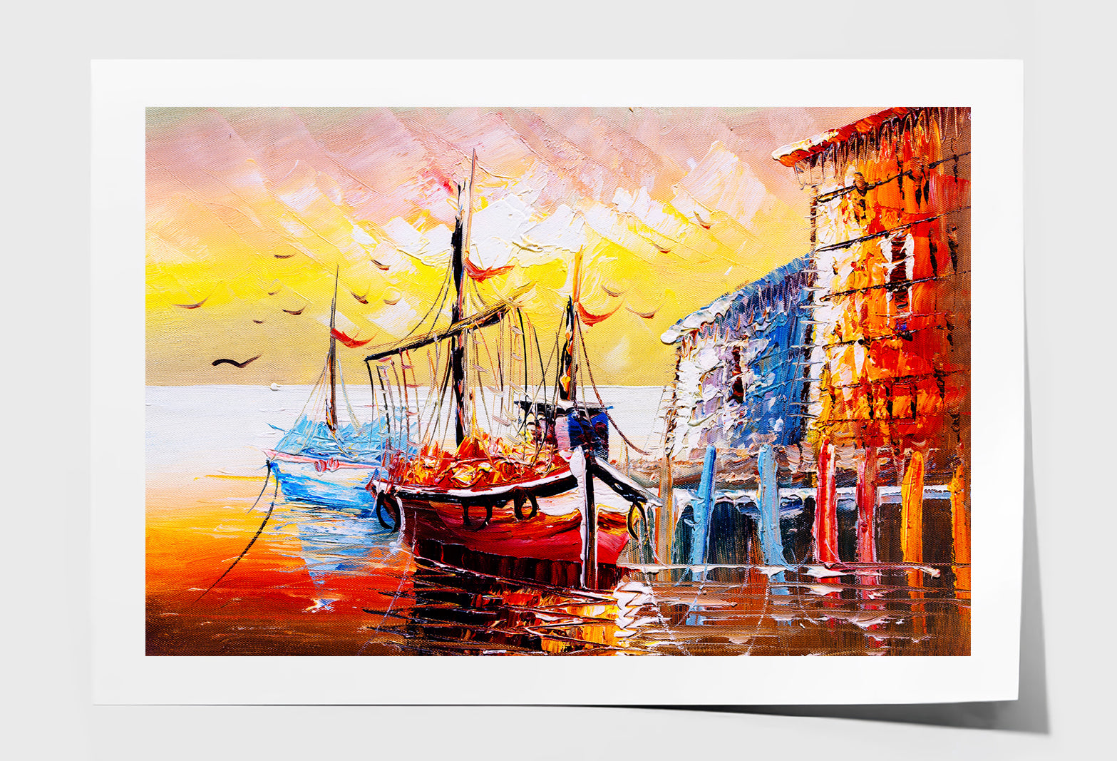 Sail Boats Sea Coast in Venice Italy Oil Painting Wall Art Limited Edition High Quality Print Unframed Roll Canvas None