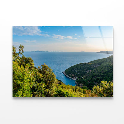 Coastline on Korcula Island in Adriatic Sea in Croatia Acrylic Glass Print Tempered Glass Wall Art 100% Made in Australia Ready to Hang