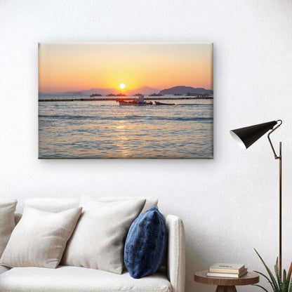 Fishing Boat Ocean Sunset Wall Art Decor 100% Australian Made