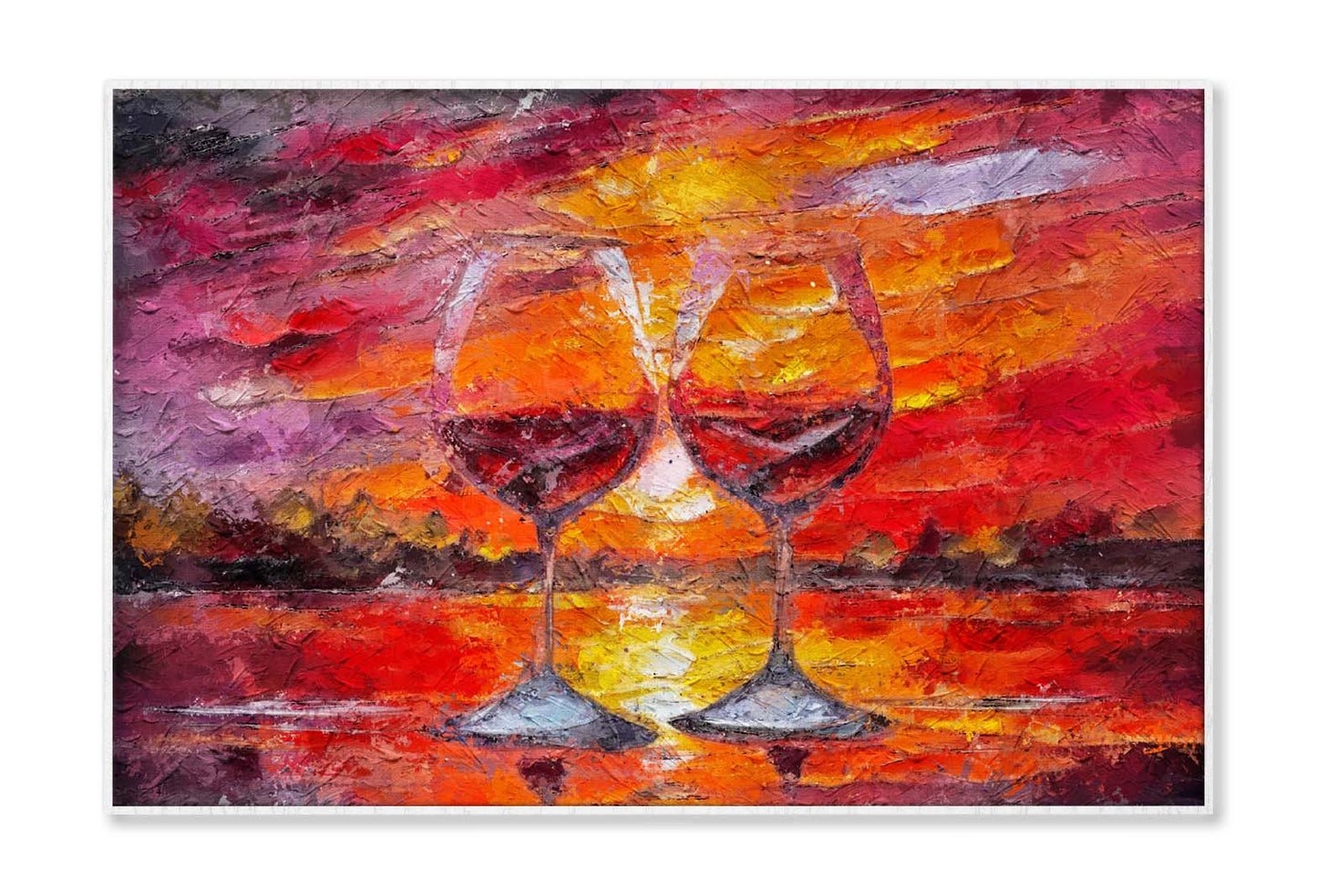 Delicious Wine, With a Flower on Riverside at Sunset Wall Art Limited Edition High Quality Print