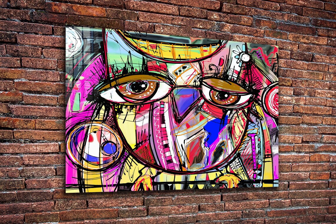 Owl Picasso Style Art UV Direct Aluminum Print Australian Made Quality