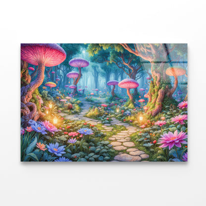 A Colorful Garden with Various Plants and Rocks Acrylic Glass Print Tempered Glass Wall Art 100% Made in Australia Ready to Hang