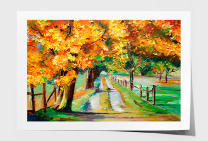 Country Road With Maple Oil Painting Wall Art Limited Edition High Quality Print Unframed Roll Canvas None