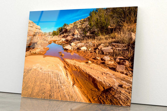 Arizona Sandstone with Rocks Acrylic Glass Print Tempered Glass Wall Art 100% Made in Australia Ready to Hang