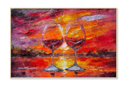 Delicious Wine, With a Flower on Riverside at Sunset Wall Art Limited Edition High Quality Print