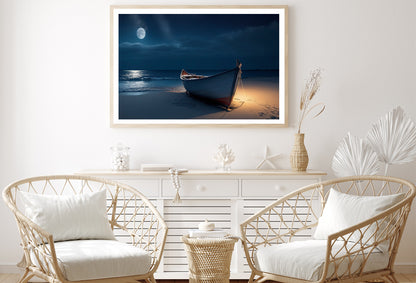 Boat on the Beach in the Night Home Decor Premium Quality Poster Print Choose Your Sizes