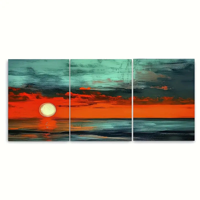 3pcs Sunset Ocean Seascape Coastal Metal Print Ready to Hang Art