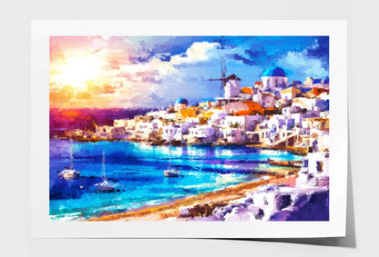 Santorini Island, Greece. Traditional and Famous White Houses Wall Art Limited Edition High Quality Print