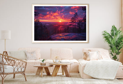 Sunset in the Mountains, Trees Home Decor Premium Quality Poster Print Choose Your Sizes