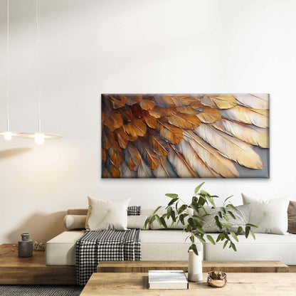 Golden Brown Feather Texture Wall Art Canvas Office Home Room Framed 120x60cm