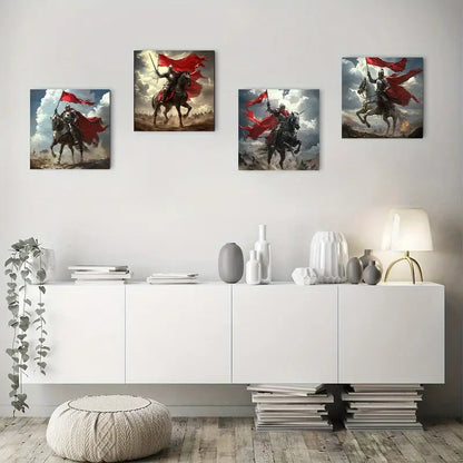 4pcs Heavy Cavalry Horse Armor Wall Art Canvas Framed