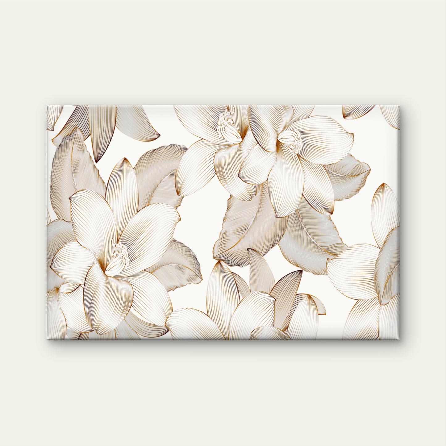 Luxury White and Gold Magnolia Floral Seamless Pattern Wall Art Decor 100% Australian Made