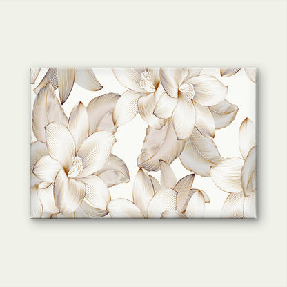 Luxury White and Gold Magnolia Floral Seamless Pattern Wall Art Decor 100% Australian Made
