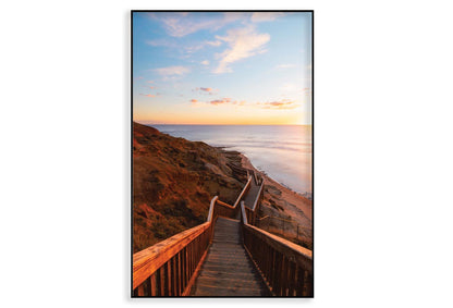 Stair Walkway Along the Coastline with Sunset View at Port Noarlunga, South Australia Home Decor Premium Quality Poster Print Choose Your Sizes