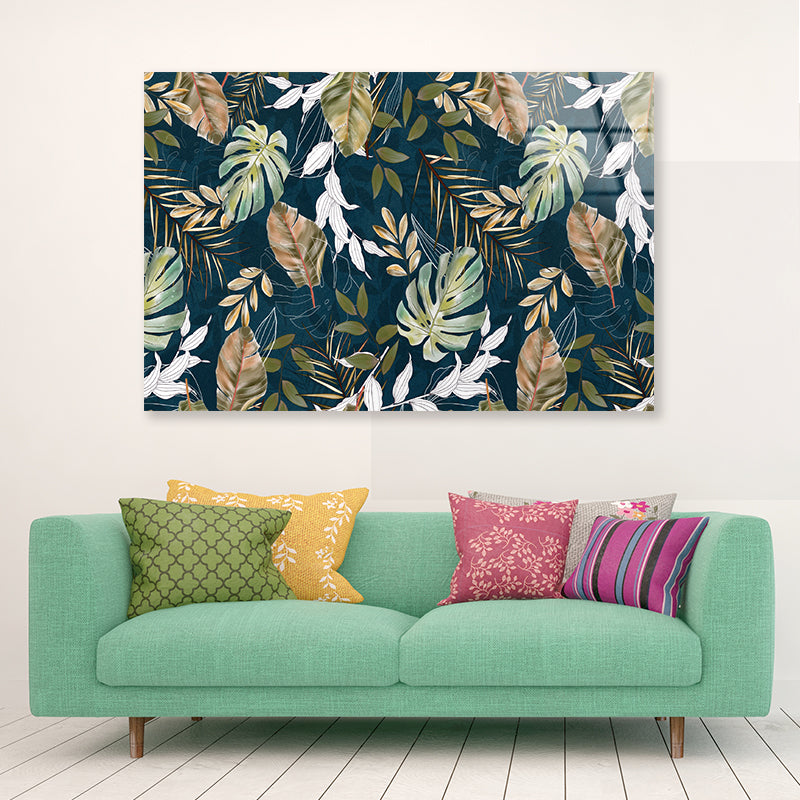 Beautiful Pattern of Tropical Leaves Acrylic Glass Print Tempered Glass Wall Art 100% Made in Australia Ready to Hang