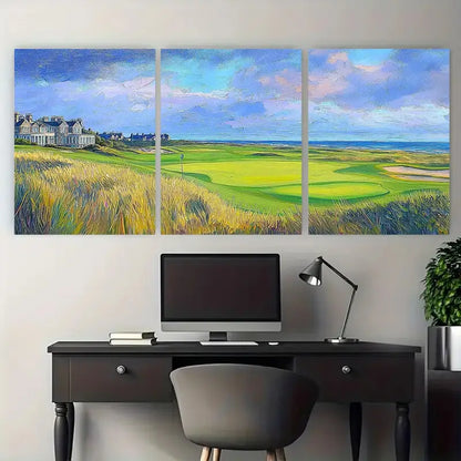 3pcs Royal St George's Golf Course  Metal Print Ready to Hang Art