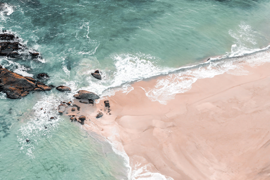 Beach Top View With Rocks Stunning Design Print 100% Australian Made