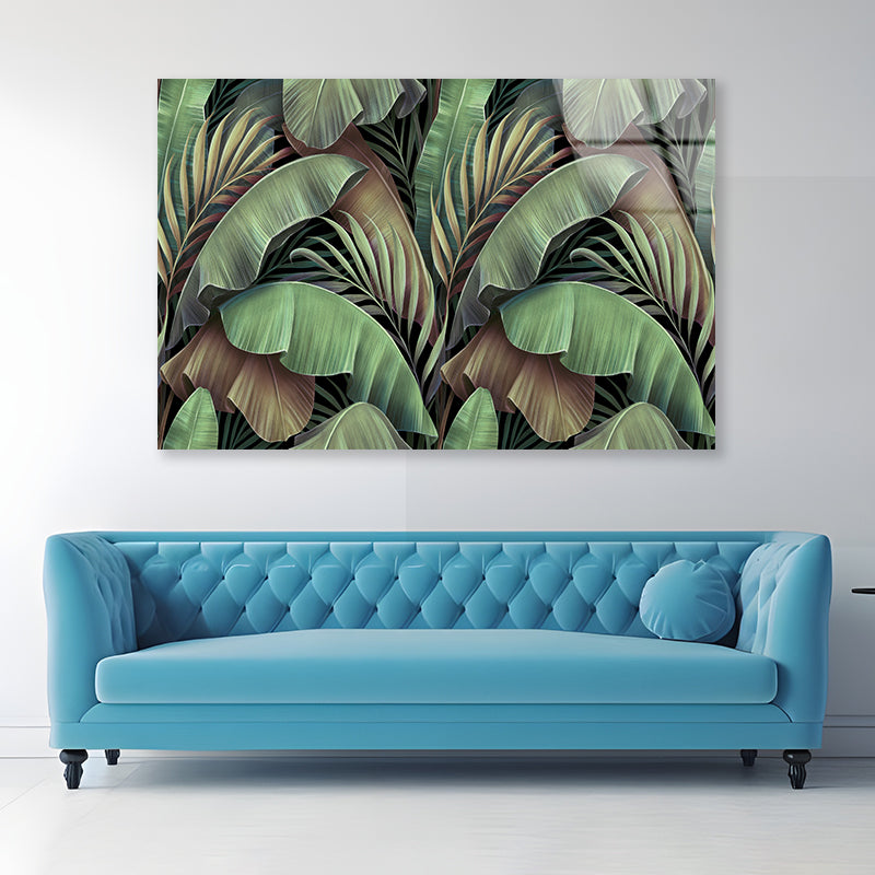 Banana Leaves Abstract Design Acrylic Glass Print Tempered Glass Wall Art 100% Made in Australia Ready to Hang