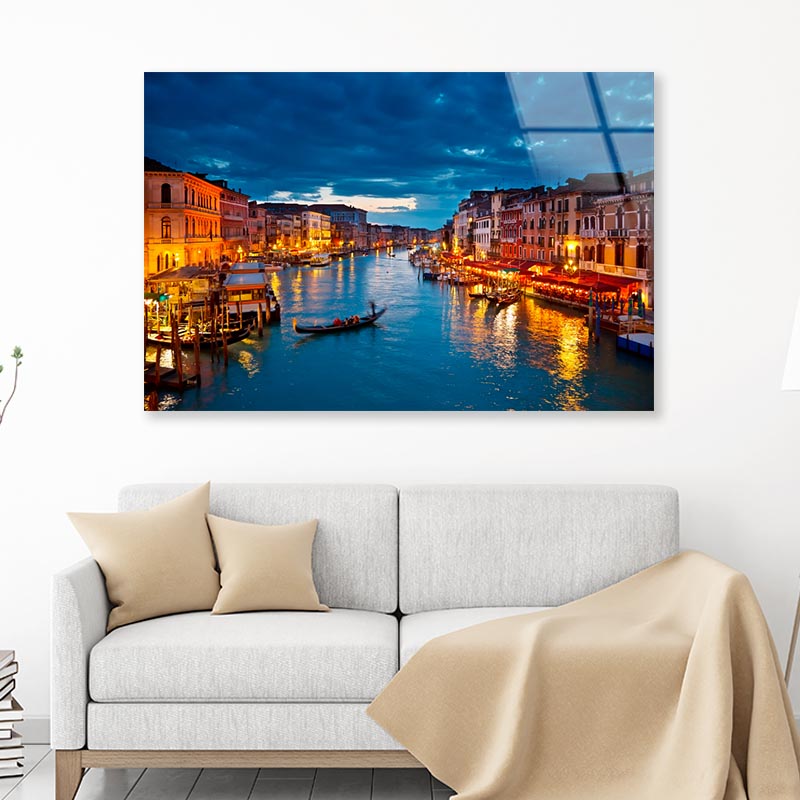 Grand Canal at Night, Venice Acrylic Glass Print Tempered Glass Wall Art 100% Made in Australia Ready to Hang