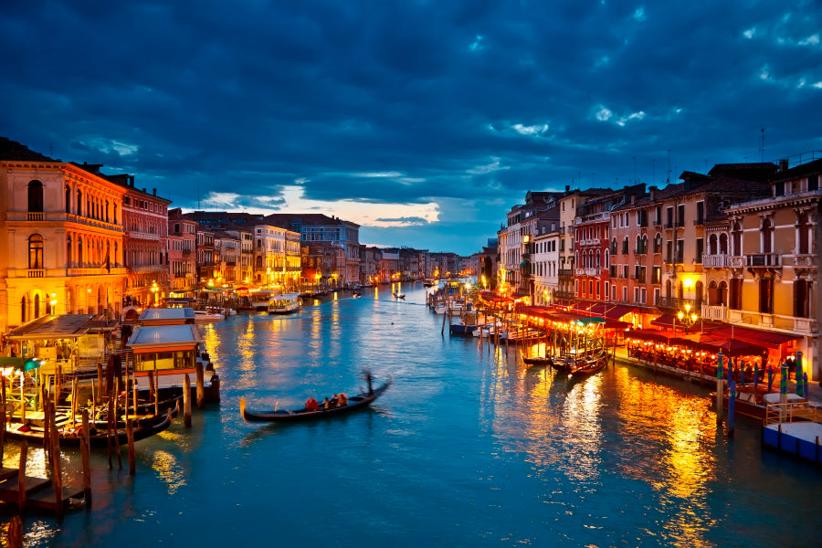 Grand Canal at Night, Venice Acrylic Glass Print Tempered Glass Wall Art 100% Made in Australia Ready to Hang