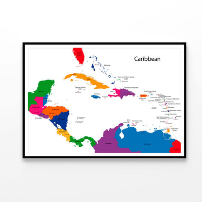 Caribbean Map with Countries Home Decor Premium Quality Poster Print Choose Your Sizes