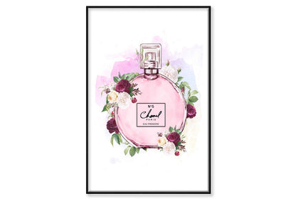 Pink Elegant Perfume Wall Art Limited Edition High Quality Print Canvas Box Framed Black