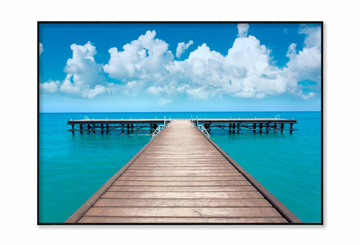 Wooden-Pier-In-Bacalar-Lagoon-With-Beautiful-LandscapeHome Decor Premium Quality Poster Print Choose Your Sizes