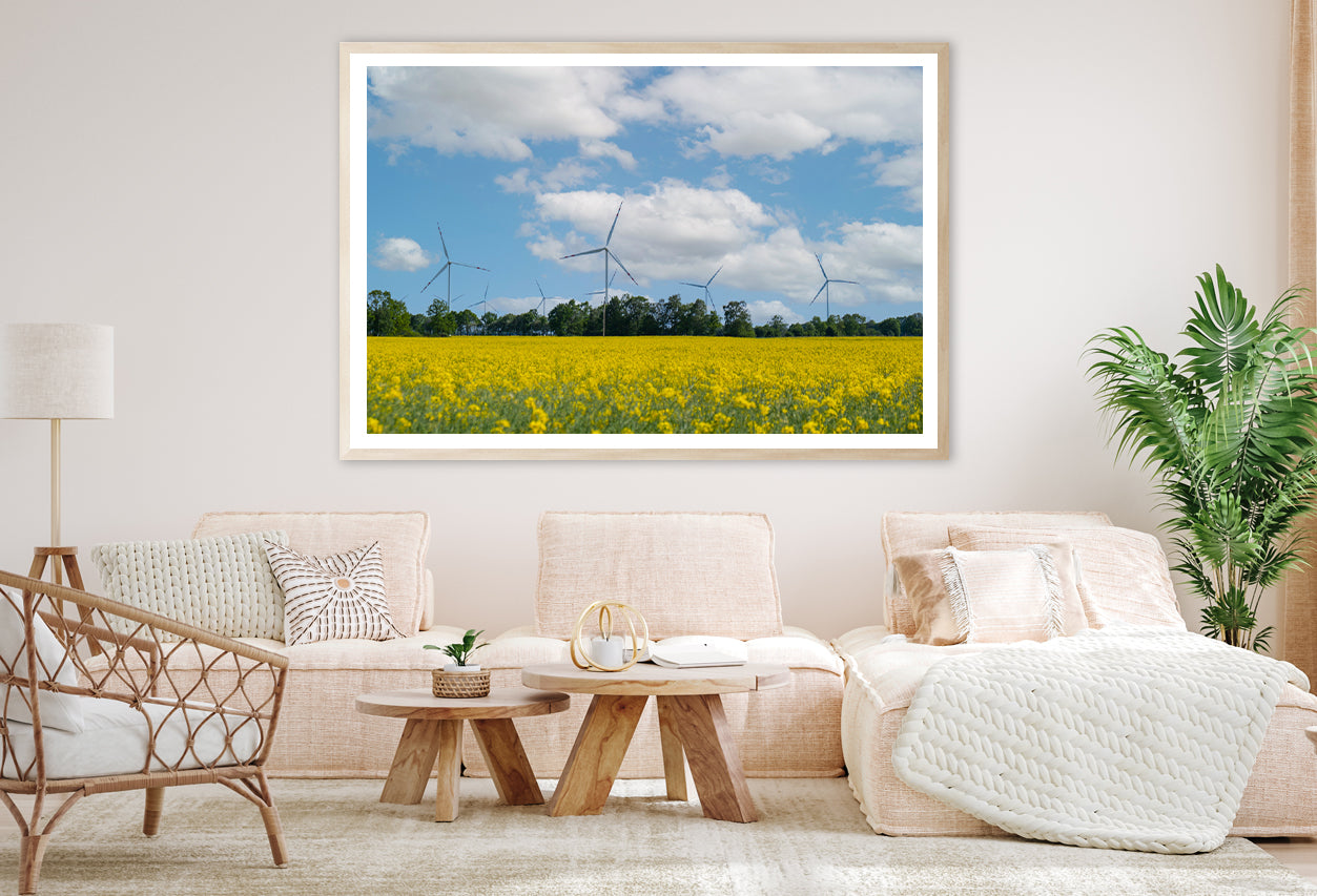 Rapeseed Plant and Wind Turbines Home Decor Premium Quality Poster Print Choose Your Sizes