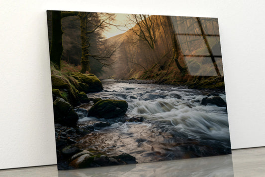 The River Flows through the Mountains of Wales Acrylic Glass Print Tempered Glass Wall Art 100% Made in Australia Ready to Hang