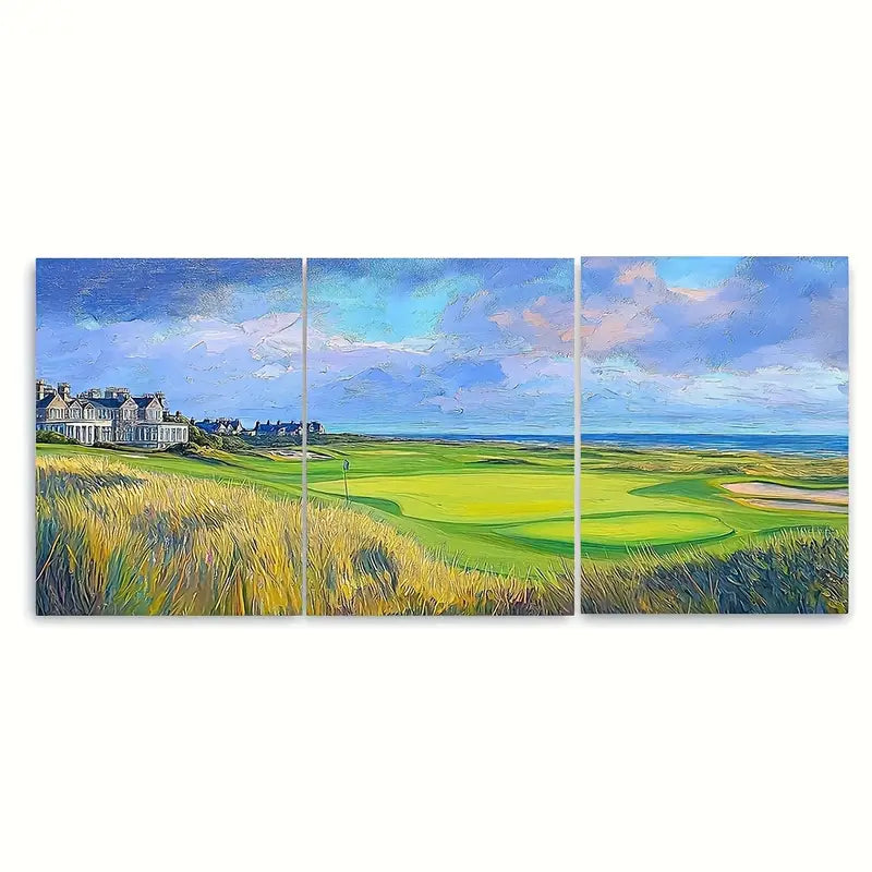 3pcs Royal St George's Golf Course  Metal Print Ready to Hang Art
