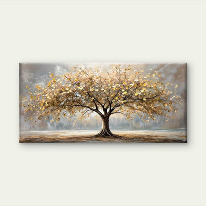 Golden & Beige Leaves Wall Art wall canvas office home room framed 120x60cm