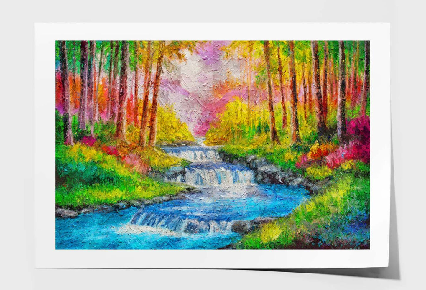 Painting Of a Colorful Waterfall Wall Art Limited Edition High Quality Print