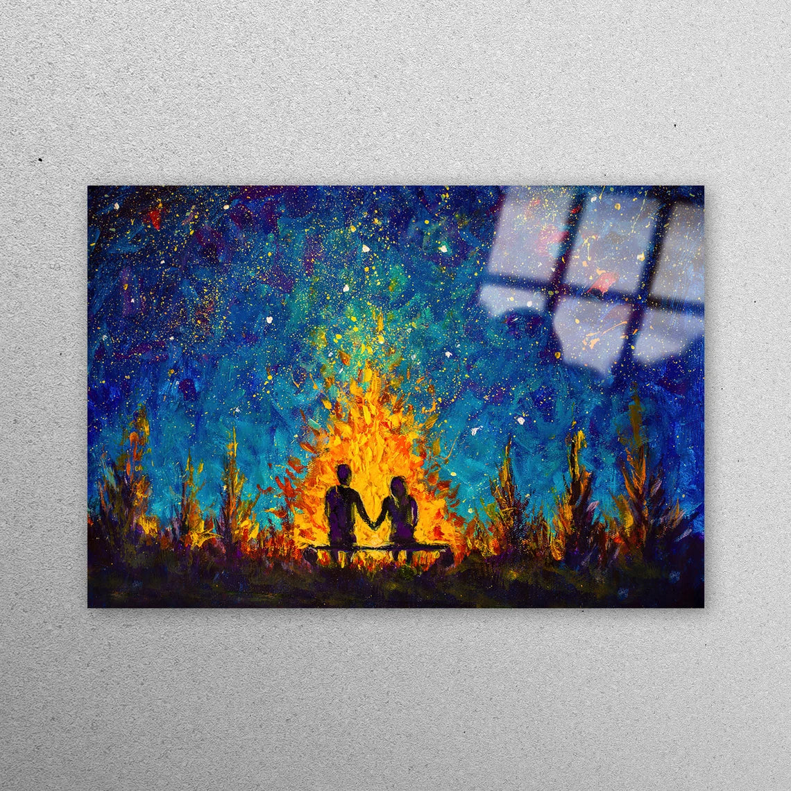 Couple Night Oil Painting Acrylic Glass Print Tempered Glass Wall Art 100% Made in Australia Ready to Hang