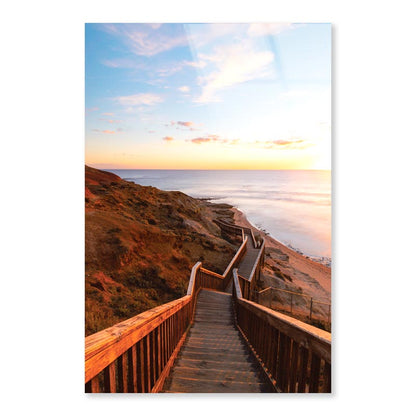 Stair Walkway Along the Coastline with Sunset View at Port Noarlunga, South AustraliaPortrait Photograph Acrylic Glass Print Tempered Glass Wall Art 100% Made in Australia Ready to Hang