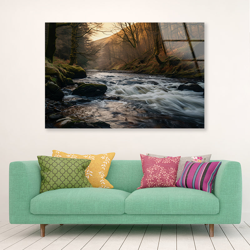 The River Flows through the Mountains of Wales Acrylic Glass Print Tempered Glass Wall Art 100% Made in Australia Ready to Hang