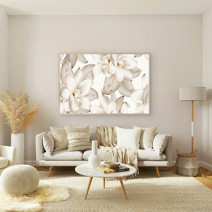 Luxury White and Gold Magnolia Floral Seamless Pattern Wall Art Decor 100% Australian Made