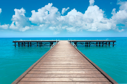 Wooden-Pier-In-Bacalar-Lagoon-With-Beautiful-Landscape Wall Art Decor 100% Australian Made