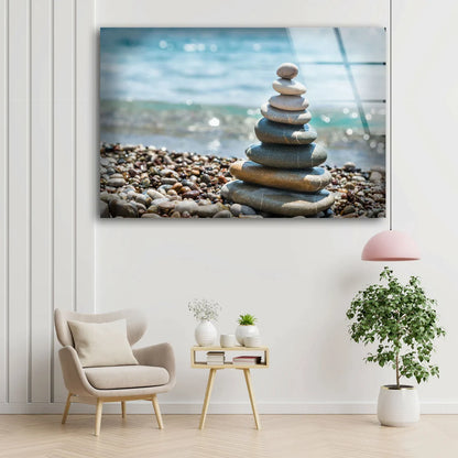 Zen Stones Near Sea UV Direct Aluminum Print Australian Made Quality