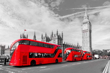 Houses of Parliament Red Double Decker Bus Big Ben London Wall Art Decor 100% Australian Made