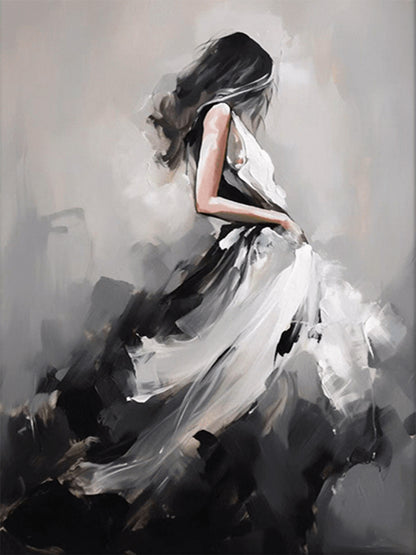 Woman in Black and White Dress Art Fashion Home Decor Premium Quality Poster Print Choose Your Sizes