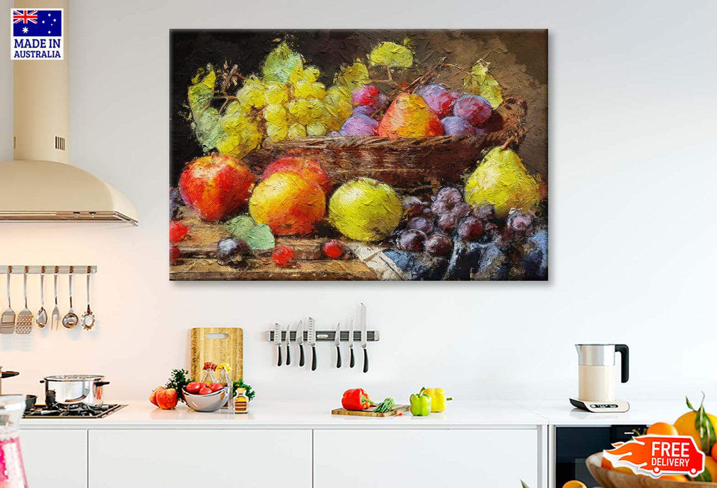 Apple, Grapes, Pears and Plums Wall Art Limited Edition High Quality Print