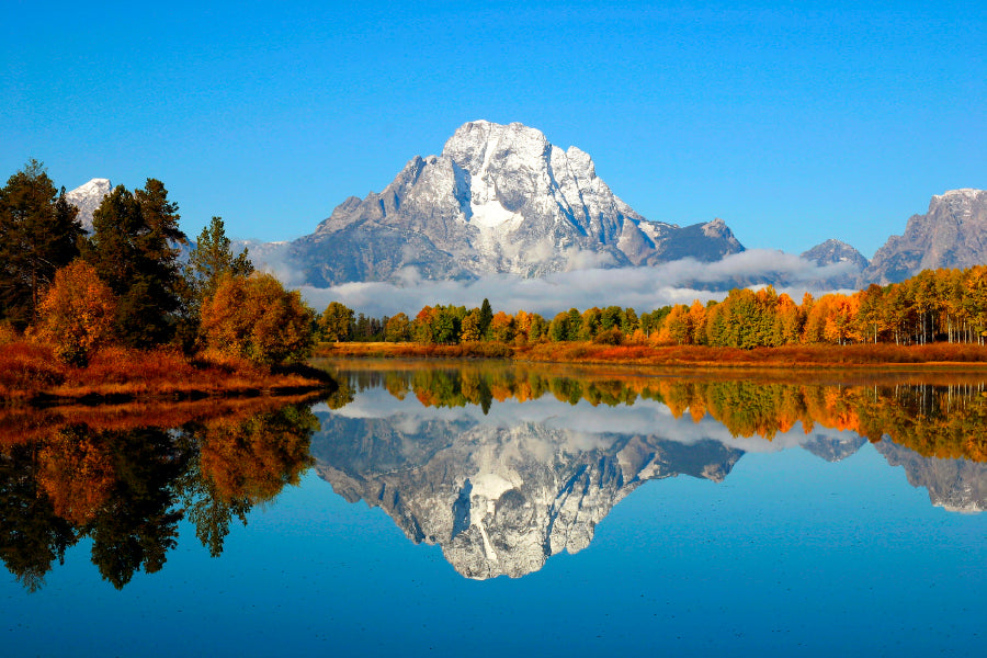 Mountain Is Reflected in A Lake Acrylic Glass Print Tempered Glass Wall Art 100% Made in Australia Ready to Hang